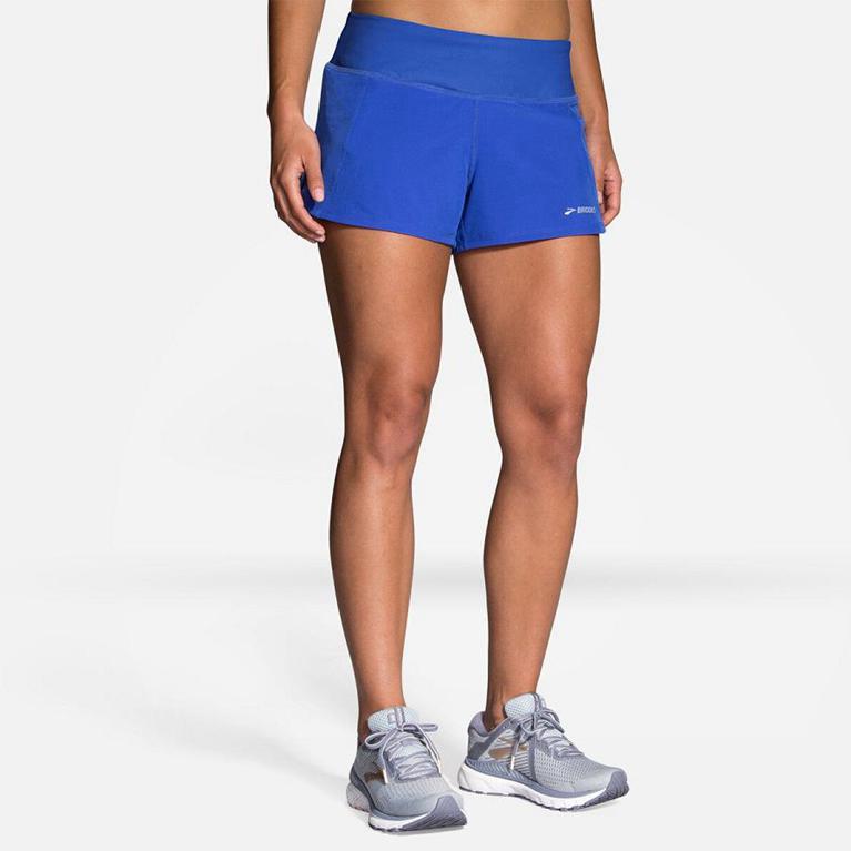 Brooks Chaser 3 - Womens Running Shorts - Blue (71532CZUO)